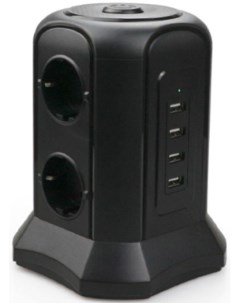 Сетевой фильтр TP VB4U6E Black 6 евророзеток 220В и 4 USB и кн питания 2500Вт до 10А кабель 2м защит Tessan