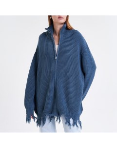 Синий рваный свитер на молнии Nerolab