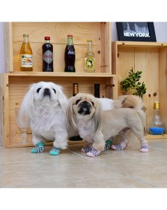 Носки для собак Leone розовые с ромбами S Южная Корея Puppia