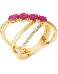 Кольцо с рубинами и бриллиантами из жёлтого золота Джей ви