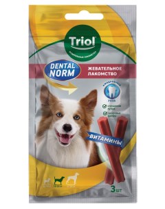 Лакомство для собак средних пород Dental Norm Палочки жевательные с витаминами 75 г Триол