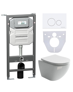 Комплект 4в1 Унитаз подвесной с сиденьем CN4002_1001W_1000 белый + Система инсталляции + кнопка Ceramica nova