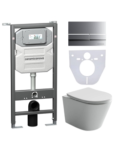Комплект 4в1 Унитаз подвесной с сиденьем CN6000_1002M_1000 белый  + Система инсталляции + кнопка Ceramica nova