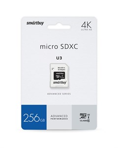 Карта памяти 256Gb microSDXC Advanced Class 10 UHS I U3 V30 A1 адаптер SB256GBSDU1A AD Smartbuy