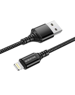 Кабель Lightning 8-pin(M)-USB(Am), быстрая зарядка, 2.4А, 1 м, черный, Borofone Ultra Bright BX54 (6931474745798)
