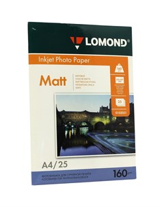 Фотобумага A4 160 г м матовая 25 листов односторонняя 0102031 для струйной печати Lomond