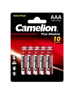 Батарейка Plus Alkaline ААА мизинчиковая LR03 1,5 В (10 шт.) (LR03-BP10) Camelion