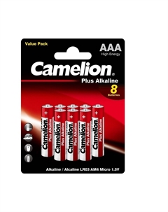 Батарейка Plus Alkaline ААА мизинчиковая LR03 1,5 В (8 шт.) (LR03-BP53) Camelion