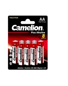 Батарейка Plus Alkaline АА пальчиковая LR6 1,5 В (8 шт.) (LR6-BP53) Camelion