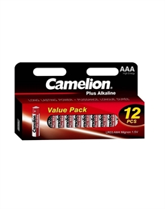 Батарейка Plus Alkaline ААА мизинчиковая LR03 1,5 В (12 шт.) (LR03-HP12) Camelion