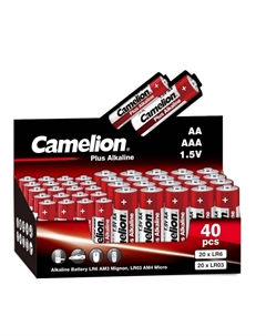 Батарейка Plus Alkaline АА пальчиковая LR03 1,5 В (40 шт.) (20LR620LR03-CB) Camelion