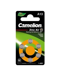 Батарейка Mercury Free таблетка A13 1,4 В (6 шт.) (A13-BP6) Camelion
