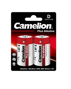 Батарейка Plus Alkaline LR20 1,5 В (2 шт.) (LR20-BP2) Camelion