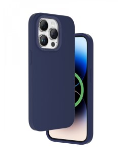 Чехол на Айфон 14 Про Макс Smoothie синий защитный бампер MagSafe Софт Тач Amazingthing