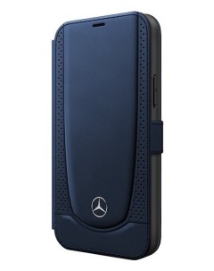 Чехол Mercedes leather Urban Smooth perforated Booktype iPhone 12 mini Синий Mercedes-benz