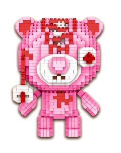 Конструктор 3D из миниблоков Любимые игрушки Потрепанный Мишка розовый 1300 эл JM8839 Rtoy