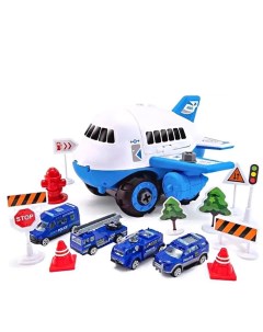 Детский самолет с машинками Полицейская бригада голубой Nobrand
