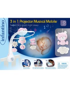 Мобиль на кроватку Музыкальный проектор розовый 4914 розовый Infantino