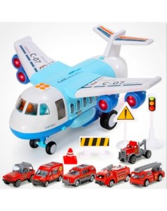Транспортный самолет с машинками для детей синий dfth7 Nobrand