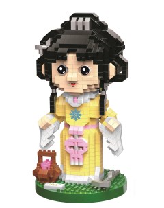 Конструктор 3D из миниблоков Девушка красавица в желтом платье с корзинкой DI668 49 Daia