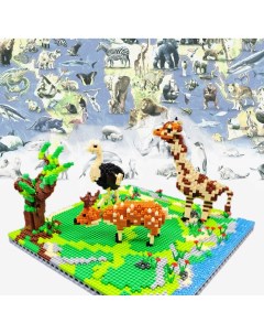 Конструктор 3D из миниблоков В мире животных жираф страус и олень 2120 эл JM6629 Rtoy