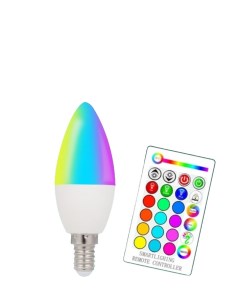 Лампа светодиодная E14 c регулируемым цветом света RGBW для диммера с пультом ДУ Daprivet