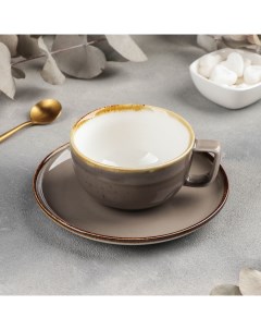 Чайная пара Церера чашка 250 мл блюдце d 16 3 см цвет коричневый Magistro