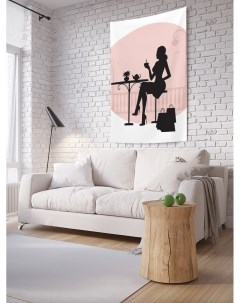 Вертикальное фотопанно на стену Девушка с чаем 100x150 см Joyarty