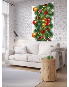 Вертикальное фотопанно на стену Новогодняя ветка 150x200 см Joyarty