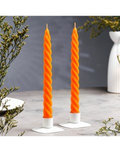 Набор свечей витых ароматических Апельсин 2 3х 24 5 см 5 ч 55 г 2 штуки оранжевый Омский свечной