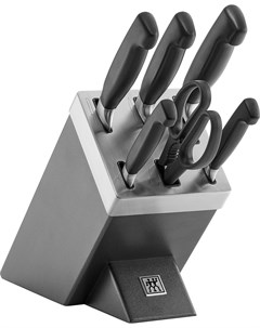 Набор кухонных ножей Four Star 35145 410 7 предметов с блоком серебристо черный Zwilling