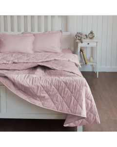 Постельное белье с одеялом сатин 1 5 спальный жемчужно розовый La prima