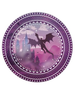 Набор бумажных тарелок Дракон фиолетовый 6 шт d 80 мм Nd play
