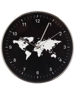 Часы Настенные Кварцевые World Map Диаметр 30 см Диаметр Циферблата 29 см Черный Lefard