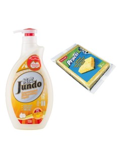 Гель lemon концентрированный для мытья посуды 1 л подарок губки кухонные 5 шт Jundo