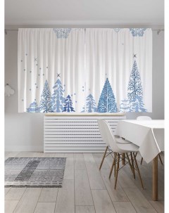 Классические шторы Снежное рождество серия Oxford DeLux 2 полотна 145x180 см Joyarty