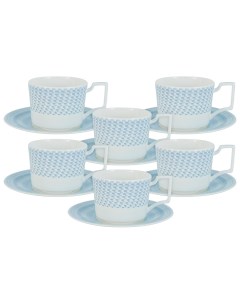 Чайный набор на 6 персон 12 предметов Блюз чашки 0 25л блюдце NG I190302L T6_ Naomi