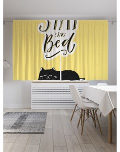 Классические шторы Сонный кот в коробке Oxford DeLux 2 полотна 145x180 см Joyarty