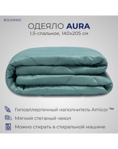 Одеяло AURA 1 5 спальное 140х205см всесезонное стеганое цвет Бельгийский зеленый Sonno