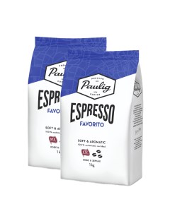 Кофе в зернах Espresso Favorito 2 упаковки по 1кг Paulig