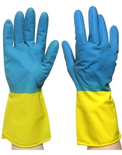 Перчатки хоз латексные БИКОЛОР М синий желтый BICOLO2 Komfi