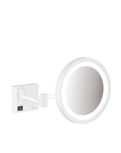 Зеркало для бритья AddStoris с LED подсветкой матовый белый 41790700 Hansgrohe