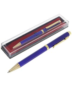 Ручка подарочная шариковая в пластиковом футляре поворотная Эксперт синяя с золотис Calligrata