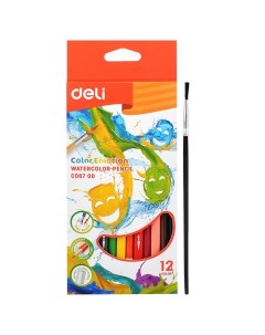 Карандаши цветные акварельные 12 цветов липа EC00700 Deli