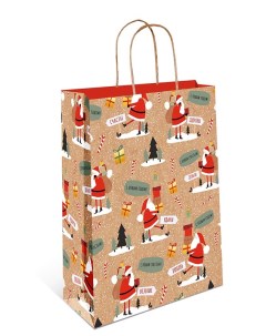 Пакет подарочный Дед Мороз новогодний крафт 18x22 3 см Арт и дизайн