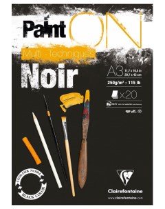 Альбом для смешанных техник Paint ON Noir черный А3 20 листов 250 г м2 Clairefontaine