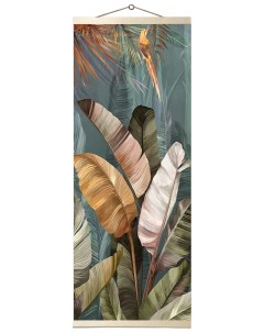 Картина по номерам 35 x 88 см Панно Тропические листья 27 цветов Molly