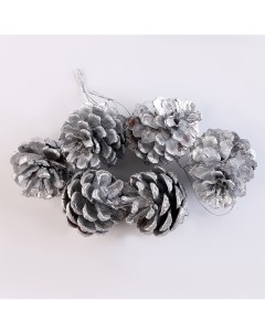 Набор декоративных шишек 6 шт в серебрянном цвете 17 5 11 5 6 см Nobrand