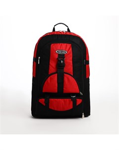 Рюкзак туристический на молнии 5 наружных карманов цвет черный красный Nobrand