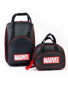 Чемодан с сумкой 52 21 34 см отдел на молнии н карман черный Marvel